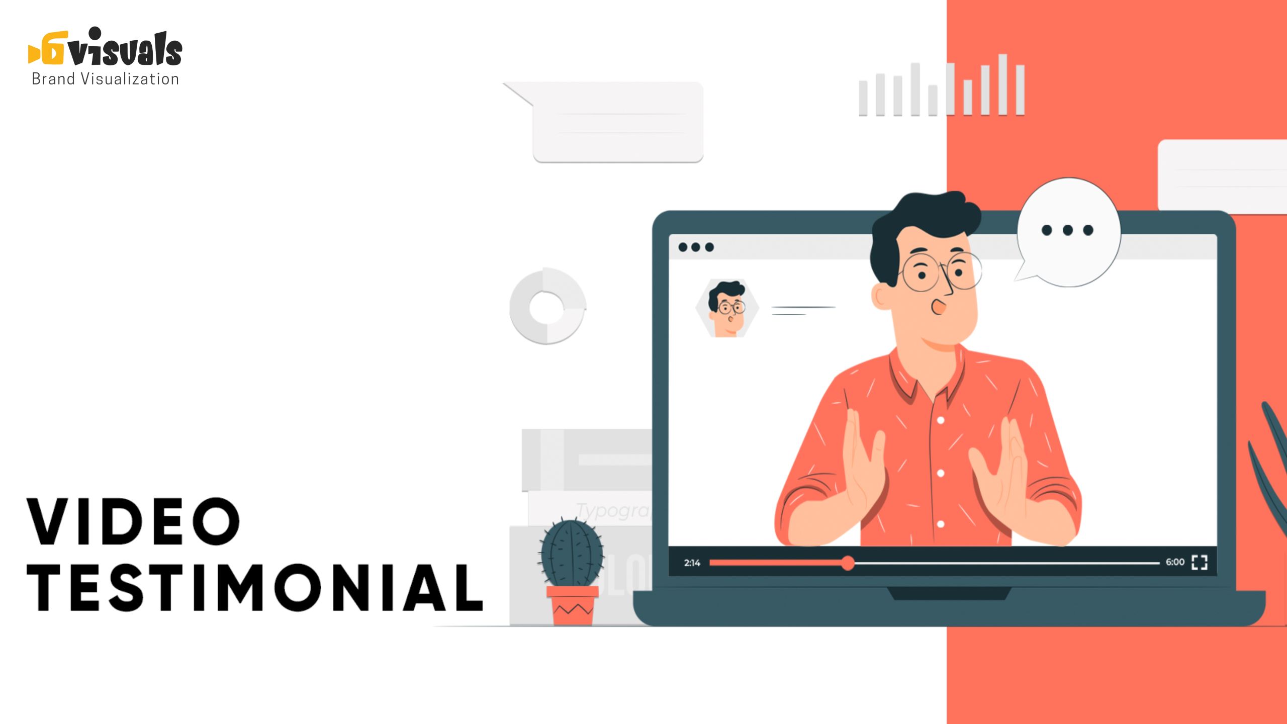 Animated video testimonial on a laptop screen for healthcare advertising or branding.